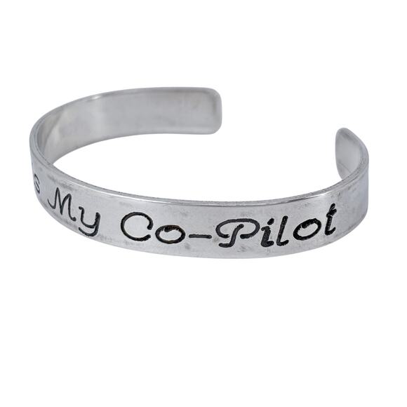 Dog Is My Co-Pilot H&H Cuff Bracelet | Vintage Sterling Silver 925 | 6.5" - Picture 7 of 11